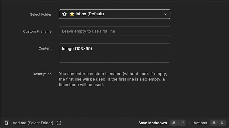 Raycast 快速儲存為 md
